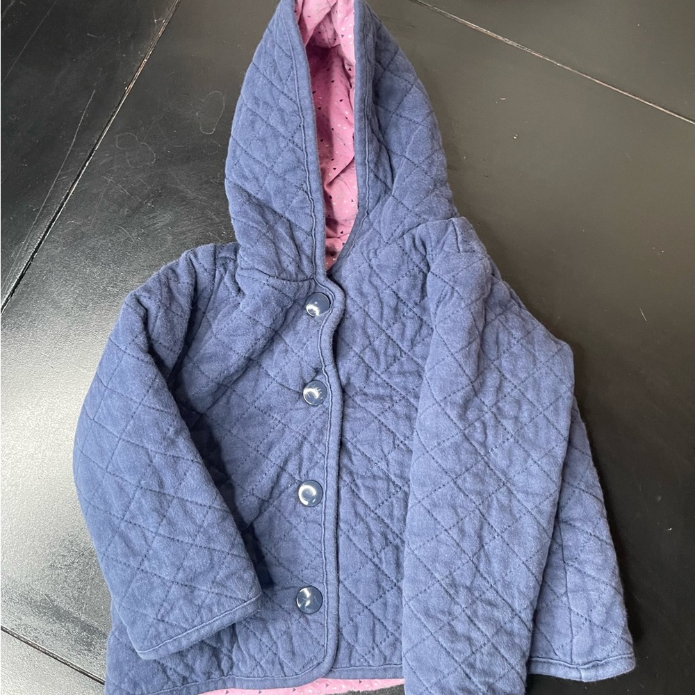 Quilted Reversible Blue / Pink Kids Jacket 12months snap closur